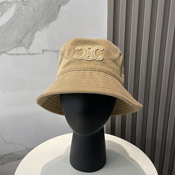 Celine Triomphe Buket Hat In Corduroy Beige