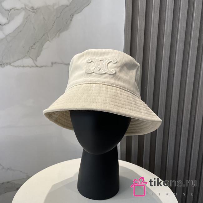 Celine Triomphe Buket Hat In Corduroy Cream - 1