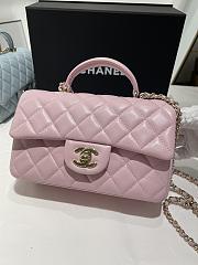 Chanel Mini Flap Top Handle Light Pink Lamskin Leather Light Gold Hardware - 12x20x6.5cm - 1