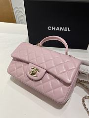 Chanel Mini Flap Top Handle Light Pink Lamskin Leather Light Gold Hardware - 12x20x6.5cm - 6