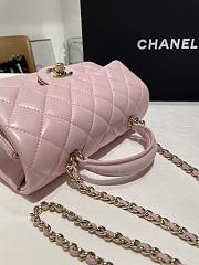 Chanel Mini Flap Top Handle Light Pink Lamskin Leather Light Gold Hardware - 12x20x6.5cm - 5