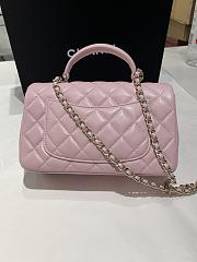 Chanel Mini Flap Top Handle Light Pink Lamskin Leather Light Gold Hardware - 12x20x6.5cm - 4