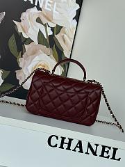 Chanel Mini Flap Top Handle Burgundy Lamskin Leather Light Gold Hardware - 12x20x6.5cm - 6