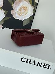 Chanel Mini Flap Top Handle Burgundy Lamskin Leather Light Gold Hardware - 12x20x6.5cm - 4