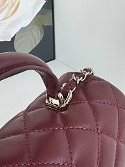 Chanel Mini Flap Top Handle Burgundy Lamskin Leather Light Gold Hardware - 12x20x6.5cm - 2