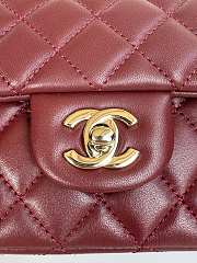 Chanel Mini Flap Top Handle Burgundy Lamskin Leather Light Gold Hardware - 12x20x6.5cm - 3