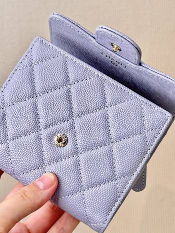 Chanel Classic Small Flap Wallet Caviar Purple - 10.5x11.5x3cm