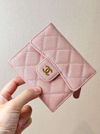 Chanel Classic Small Flap Wallet Caviar Pink - 10.5x11.5x3cm