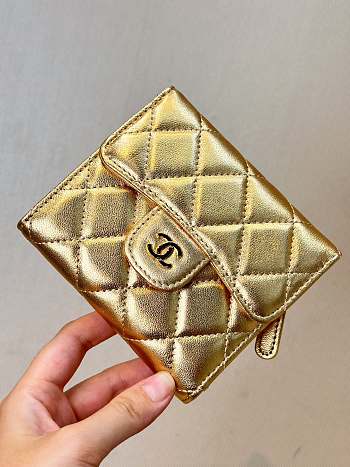 Chanel Classic Small Flap Wallet Lamskin Gold - 10.5x11.5x3cm