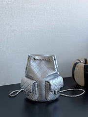 Chanel Metallic Lambskin Silver Tone Metal Silver - 24.5x18x8cm - 1