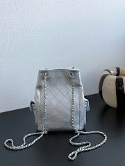 Chanel Metallic Lambskin Silver Tone Metal Silver - 24.5x18x8cm - 5