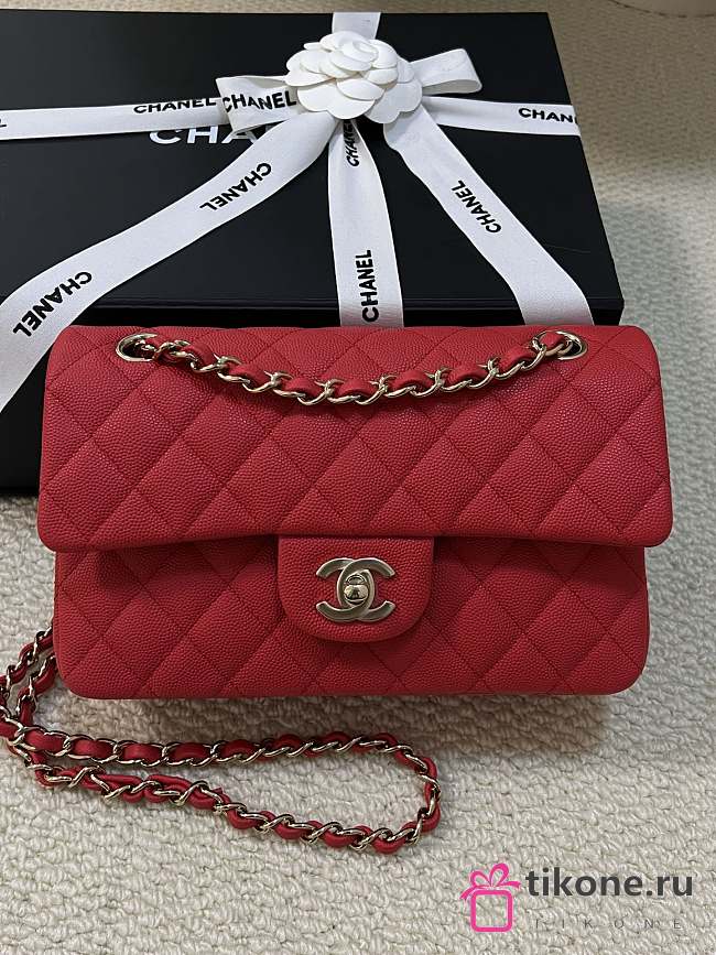 Chanel Classic Red Caviar Gold Hardware Bag - 15.5×25.5×6.5cm - 1