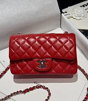 Chanel Classic Red Lamskin Silver Hardware Bag - 15.5×25.5×6.5cm - 1