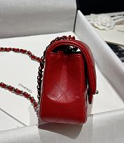 Chanel Classic Red Lamskin Silver Hardware Bag - 15.5×25.5×6.5cm - 5