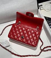 Chanel Classic Red Lamskin Silver Hardware Bag - 15.5×25.5×6.5cm - 3