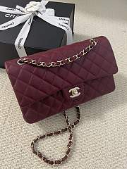 Chanel Classic Burgundy Caviar Gold Hardware Bag - 15.5×25.5×6.5cm - 3