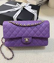 Chanel Classic Purple Caviar Gold Hardware Bag - 15.5×25.5×6.5cm - 1