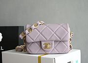 Chanel Small Flap Bag Lambskin Gold Tone Metal Purple - 14x21x7cm - 1