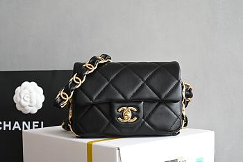 Chanel Small Flap Bag Lambskin Gold Tone Metal Black - 14x21x7cm