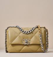 Chanel 19 Handbag Shiny Lambskin Dark Beige - 16x26x9cm - 1