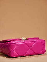 Chanel 19 Handbag Shiny Lambskin Hot Pink - 16x26x9cm - 3