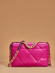 Chanel 19 Handbag Shiny Lambskin Hot Pink - 16x26x9cm - 2