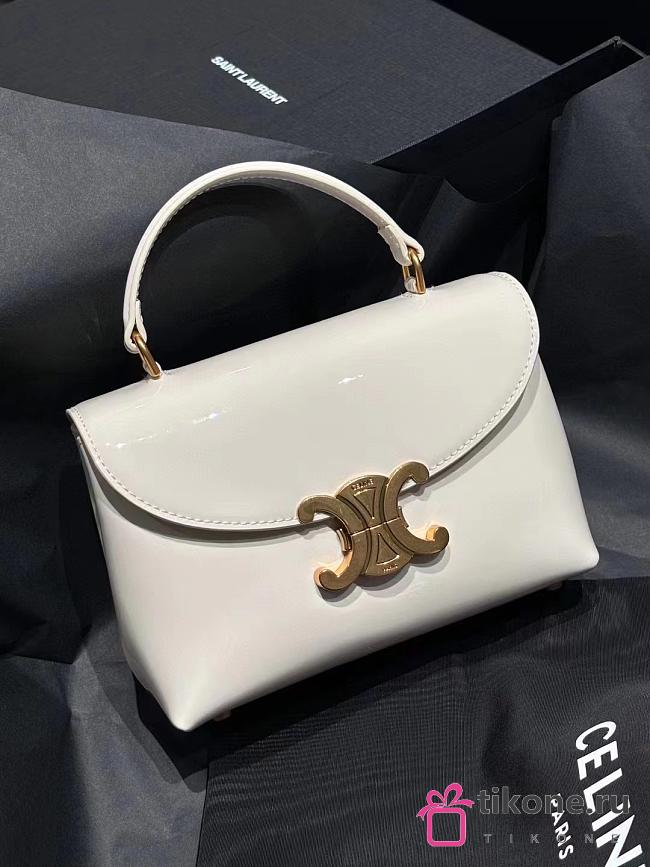 Celine Teen Nino Bag In Patent Calfskin White - 20.5x13x8 - 1