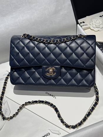 Chanel Classic Navy Lamskin Light Gold Hardware Bag - 15.5×25.5×6.5cm