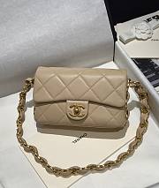 Chanel Small Flap Bag Lambskin Gold Tone Metal Light Beige - 14x21x7cm - 1