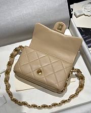 Chanel Small Flap Bag Lambskin Gold Tone Metal Light Beige - 14x21x7cm - 6