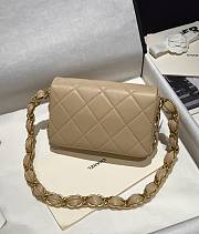 Chanel Small Flap Bag Lambskin Gold Tone Metal Light Beige - 14x21x7cm - 5