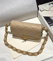 Chanel Small Flap Bag Lambskin Gold Tone Metal Light Beige - 14x21x7cm - 3