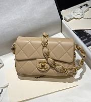 Chanel Small Flap Bag Lambskin Gold Tone Metal Light Beige - 14x21x7cm - 2