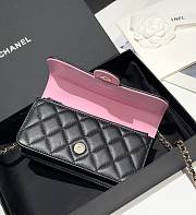 Chanel Flap Wallet On Chain Lamskin Black Pink - 17x10x4cm - 5