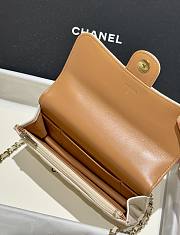 Chanel Flap Wallet On Chain Lamskin Beige Brown - 17x10x4cm - 4