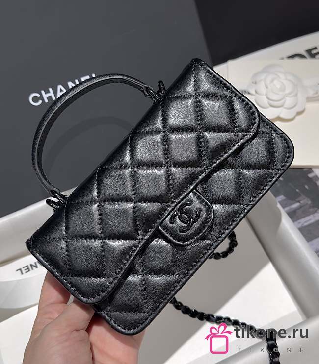 Chanel Flap Wallet On Chain Lamskin Black - 17x10x4cm - 1