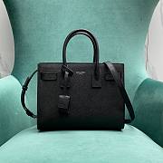 Ysl Sac De Jour Bag Grain De Poudre Embossed Leather Baby Black Silver Hardware - 26×12.5×20cm - 1