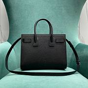 Ysl Sac De Jour Bag Grain De Poudre Embossed Leather Baby Black Silver Hardware - 26×12.5×20cm - 4