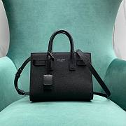 Ysl Sac De Jour Bag Grain De Poudre Embossed Leather Nano Black Silver Hardware - 22×11.5×17.5cm - 3