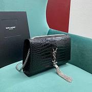 YSL Kate Medium Tassel In Crocodile Embossed Leather Black Silver - 24x5x14.5cm - 2