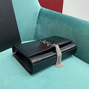 YSL Kate Medium Tassel In Crocodile Embossed Leather Black Silver - 24x5x14.5cm - 3