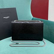 YSL Kate Medium Tassel In Crocodile Embossed Leather Black Silver - 24x5x14.5cm - 5