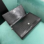 YSL Kate Medium Tassel In Crocodile Embossed Leather Black Silver - 24x5x14.5cm - 6