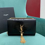 YSL Kate Medium Tassel In Crocodile Embossed Leather Black Gold - 24x5x14.5cm - 1