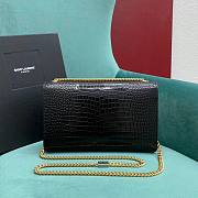 YSL Kate Medium Tassel In Crocodile Embossed Leather Black Gold - 24x5x14.5cm - 5