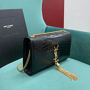 YSL Kate Medium Tassel In Crocodile Embossed Leather Black Gold - 24x5x14.5cm - 4