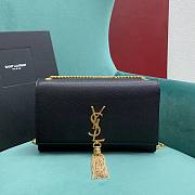 YSL Kate Medium Tassel In Grain De Poudre Embossed Leather Black Gold - 24x5x14.5cm - 1