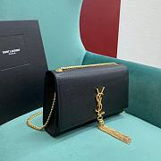 YSL Kate Medium Tassel In Grain De Poudre Embossed Leather Black Gold - 24x5x14.5cm - 4