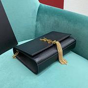 YSL Kate Medium Tassel In Grain De Poudre Embossed Leather Black Gold - 24x5x14.5cm - 3