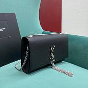 YSL Kate Medium Tassel In Grain De Poudre Embossed Leather Black Silver - 24x5x14.5cm - 6